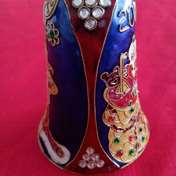 2007 Dillard's Cloisonne Santa Bell Christmas Ornament - Picture 5 of 7